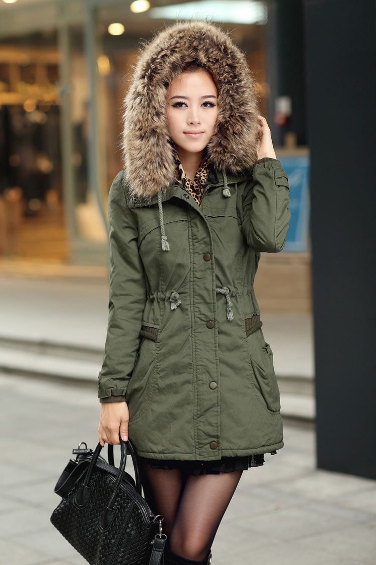 Green parka with faux fur hood clearance